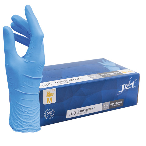 Gants nitrile bleu non poudrés